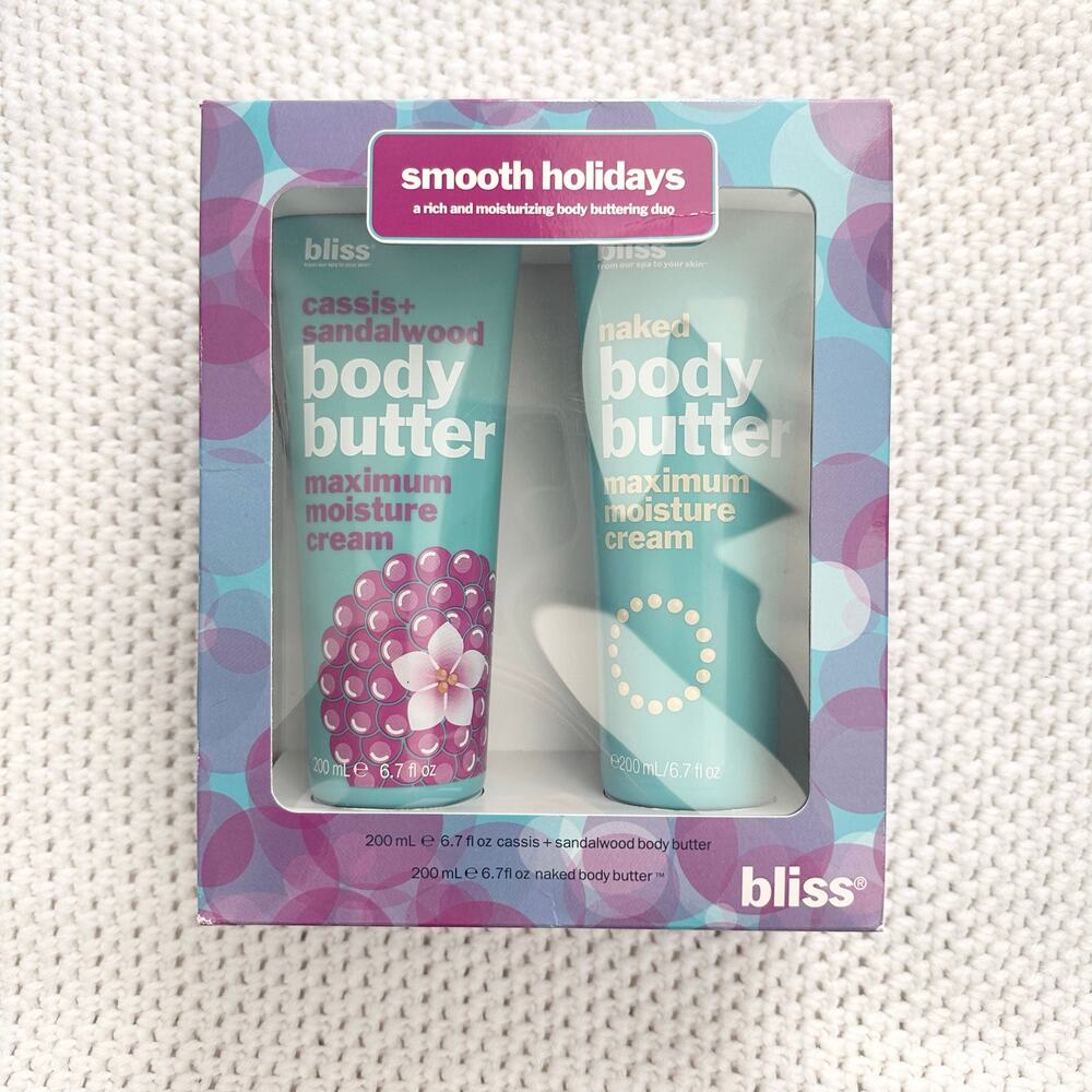Bliss Smooth Holiday Cassis Sandalwood Naked Max Moisture Cream Gift Set New 6.7
